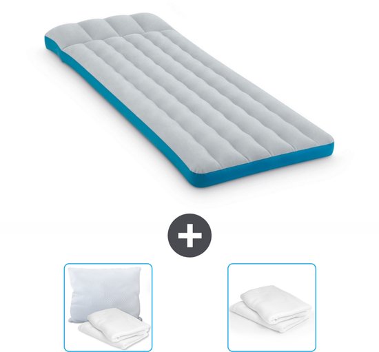 Intex Campingmat - Twijfelaar - 72 x 189 x 20 cm - Blauw - Inclusief Kussen en Kussenbeschermer van Intex