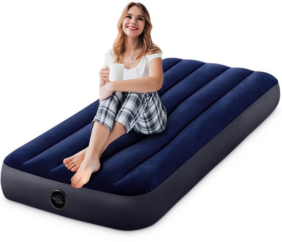 Intex Classic Dura-Beam luchtbed | Eenpersoons | 191 x 76 x 25 cm | Inclusief handpomp + bijpassend hoeslaken + reparatiekit van Intex