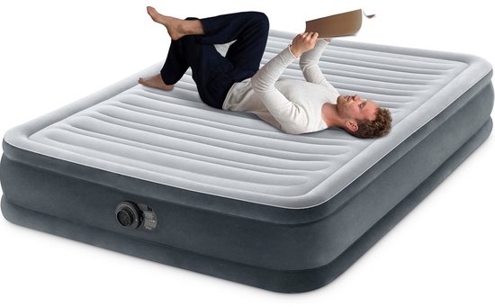 Intex Comfort Plush luchtbed | Twijfelaar | 191 x 137 x 33 cm | Inclusief bijpassend hoeslaken + reparatiekit + twee hoofdkussens van Intex