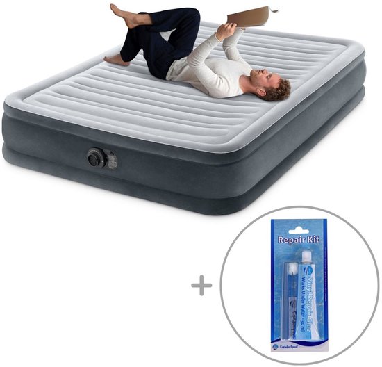 Intex Comfort Plush luchtbed | Twijfelaar | 191 x 137 x 33 cm | Inclusief reparatiekit van Intex