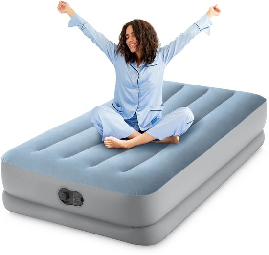 Intex Dura-Beam Comfort luchtbed | Eenpersoons | 191 x 99 x 36 cm | Inclusief bijpassend hoeslaken + reparatiekit + hoofdkussen van Intex