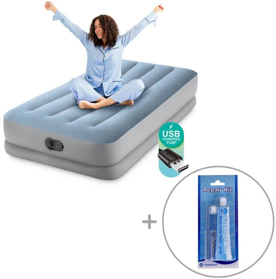 Intex Dura-Beam Comfort luchtbed | Eenpersoons | 191 x 99 x 36 cm | Inclusief reparatiekit van Intex