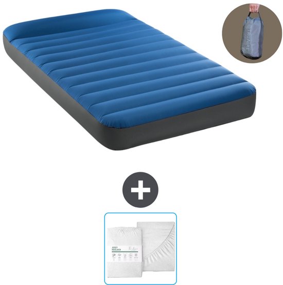 Intex Luchtbed - 1-Persoons - 99 x 191 x 22 cm - Blauw - Inclusief pomp en Hoeslaken