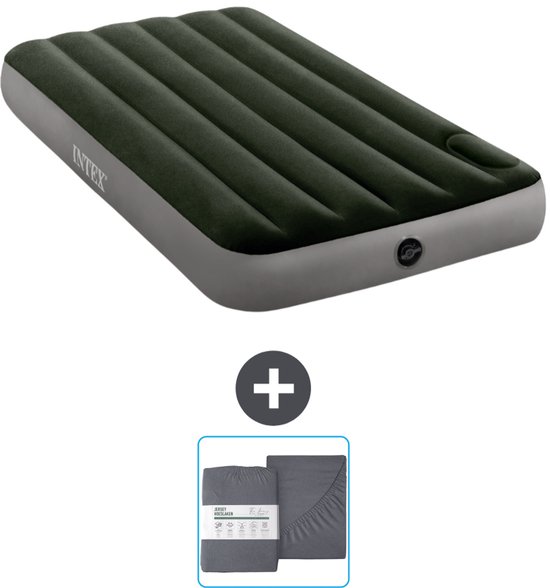 Intex Luchtbed - 1-Persoons - 99 x 191 x 25 cm - Groen - Inclusief en Hoeslaken van Intex