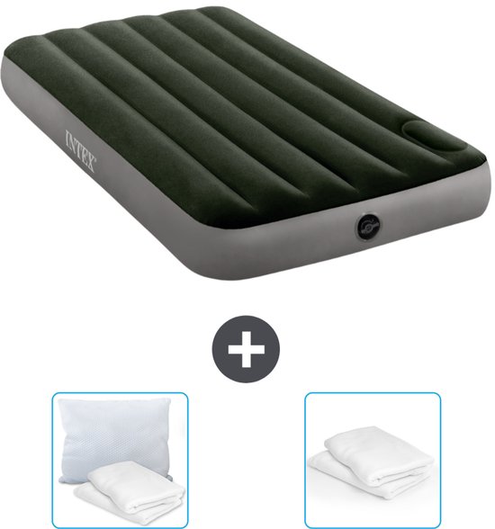 Intex Luchtbed - 1-Persoons - 99 x 191 x 25 cm - Groen - Inclusief Kussen en Kussenbeschermer van Merkloos