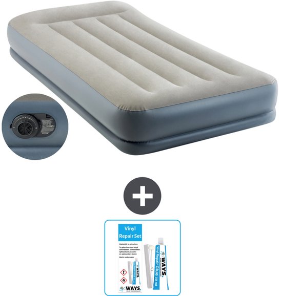 Intex Luchtbed - 1-Persoons - 99 x 191x 30 cm - Grijs - Inclusief pomp en Reparatieset