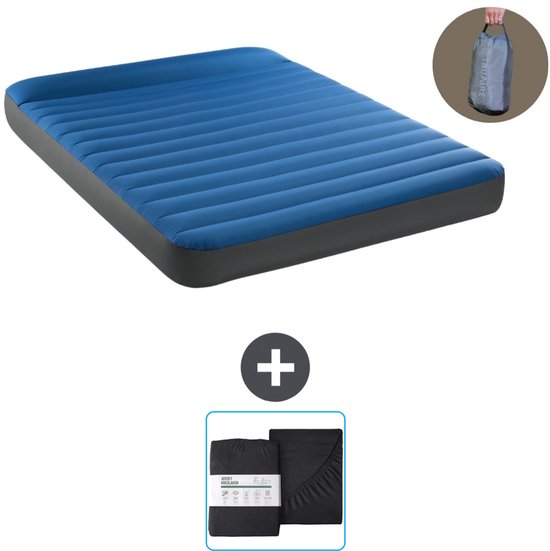 Intex Luchtbed - 2-Persoons - 152 x 203 x 22 cm - Blauw - Inclusief pomp en Hoeslaken van Intex
