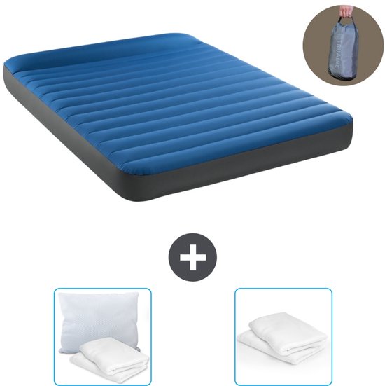 Intex Luchtbed - 2-Persoons - 152 x 203 x 22 cm - Blauw - Inclusief pomp - Kussen en Kussenbeschermer van Intex
