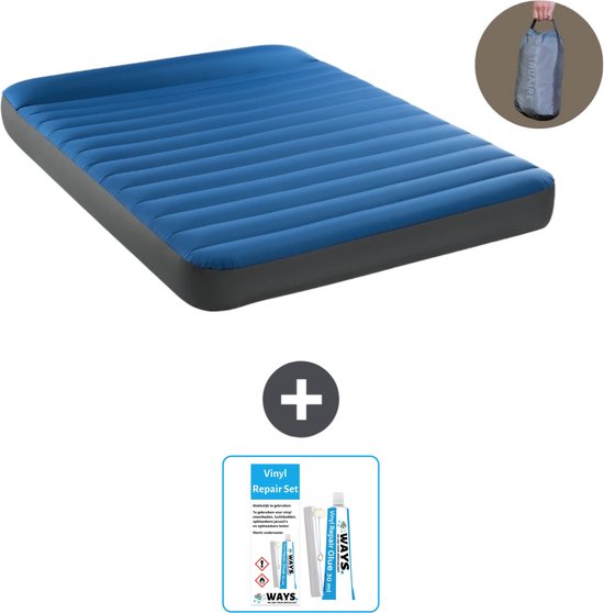 Intex Luchtbed - 2-Persoons - 152 x 203 x 22 cm - Blauw - Inclusief pomp - Reparatieset van Intex