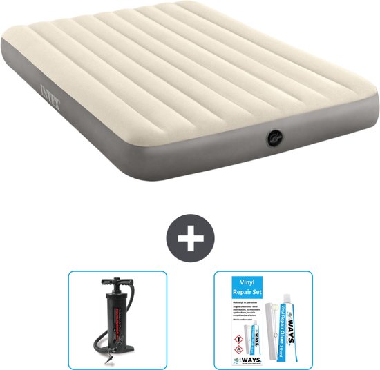 Intex Luchtbed - 2-Persoons - 152 x 203 x 25 cm - Beige - Inclusief Pomp en Reparatieset van Intex