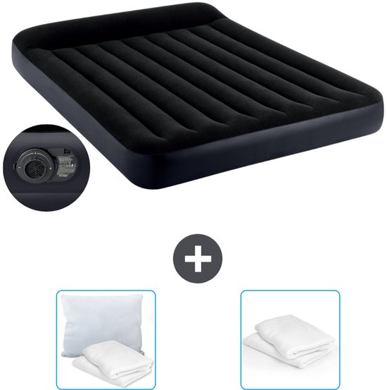 Intex Luchtbed - 2-Persoons - 152 x 203 x 25 cm - Blauw - Inclusief pomp - Kussen en Kussenbeschermer