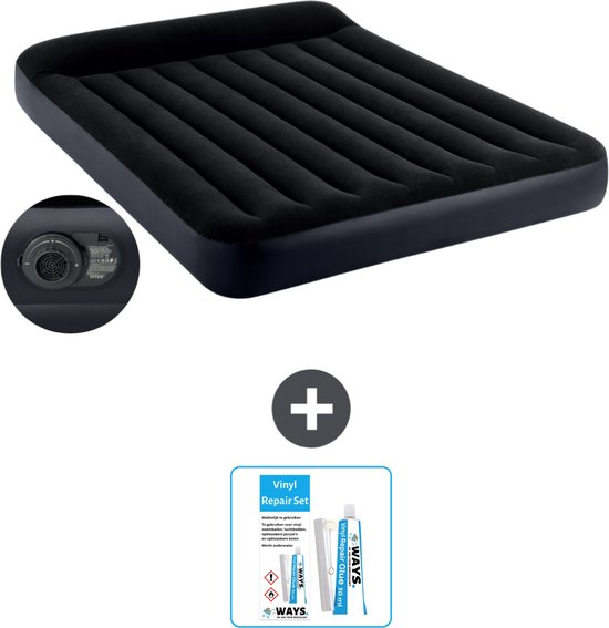 Intex Luchtbed - 2-Persoons - 152 x 203 x 25 cm - Blauw - Inclusief pomp - Reparatieset van Intex
