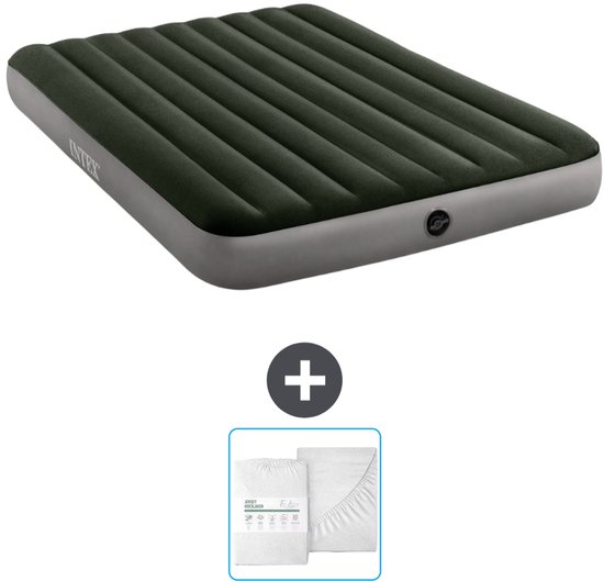 Intex Luchtbed - 2-Persoons - 152 x 203 x 25 cm - Groen - Inclusief en Hoeslaken van Intex