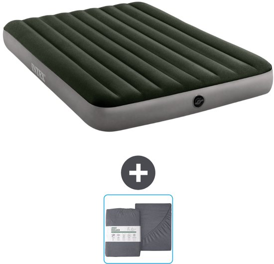 Intex Luchtbed - 2-Persoons - 152 x 203 x 25 cm - Groen - Inclusief en Hoeslaken van Intex