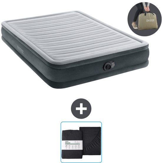 Intex Luchtbed - 2-Persoons - 152 x 203 x 33 cm - Grijs - Inclusief pomp en Hoeslaken