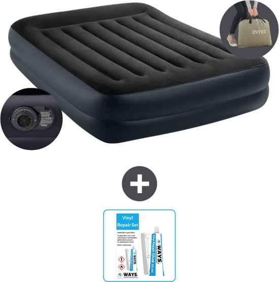Intex Luchtbed - 2-Persoons - 152 x 203 x 42 cm - Blauw - Inclusief pomp - Reparatieset van Merkloos