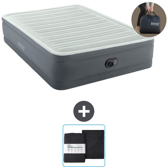Intex Luchtbed - 2-Persoons - 152 x 203 x 46 cm - Grijs - Inclusief pomp en Hoeslaken van Intex