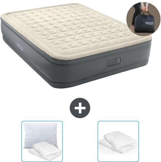Intex Luchtbed - 2-Persoons - 152 x 203 x 46 cm - Grijs - Inclusief pomp - Kussen en Kussenbeschermer van Intex