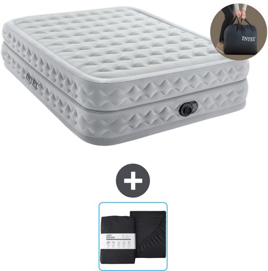 Intex Luchtbed - 2-Persoons - 152 x 203 x 51 cm - Grijs - Inclusief pomp en Hoeslaken van Intex