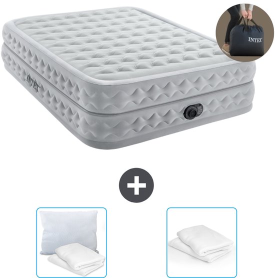 Intex Luchtbed - 2-Persoons - 152 x 203 x 51 cm - Grijs - Inclusief pomp - Kussen en Kussenbeschermer van Intex
