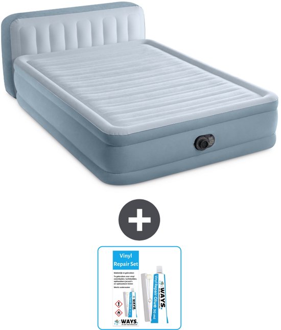 Intex Luchtbed - 2-Persoons - 152 x 236 x 86 cm - Blauw - Inclusief pomp en Reparatieset van Intex