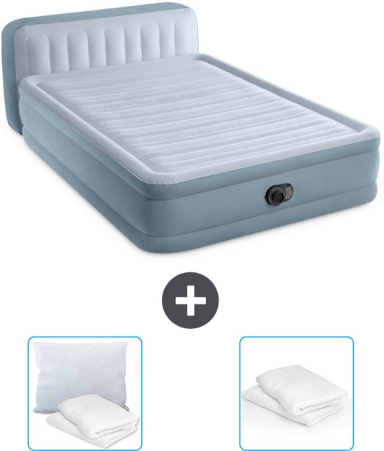 Intex Luchtbed - 2-Persoons - 152 x 236 x 86 cm - Blauw - Inclusief pomp - Kussen en Kussenbeschermer van Intex