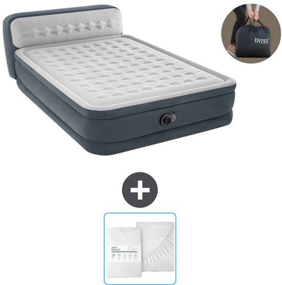 Intex Luchtbed - 2-Persoons - 152 x 236 x 86 cm - Grijs - Inclusief pomp en Hoeslaken van Intex