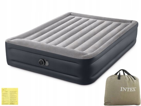 Intex Luchtbed Deluxe Kussensteun 203x152x42cm met ingebouwde Pomp van Merkloos
