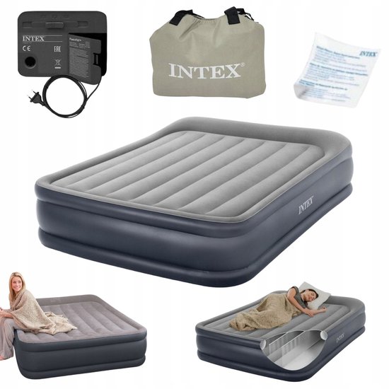 Intex Luchtbed Dubbel 203x152cm met ingebouwde pomp - Comfortabel van Merkloos