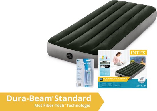 Intex luchtbed Prestige Downy - 1 persoons - 76 x 191 x 25 cm - groen / grijs (incl. Reparatiekit) van Intex