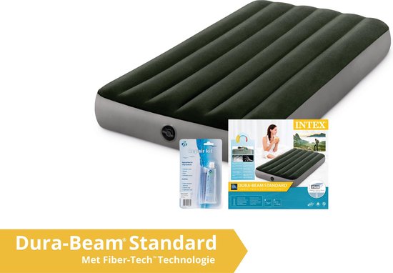 Intex luchtbed Prestige Downy - 1 persoons - 99 x 191 x 25 cm - groen / grijs (incl. Reparatiekit) van Intex