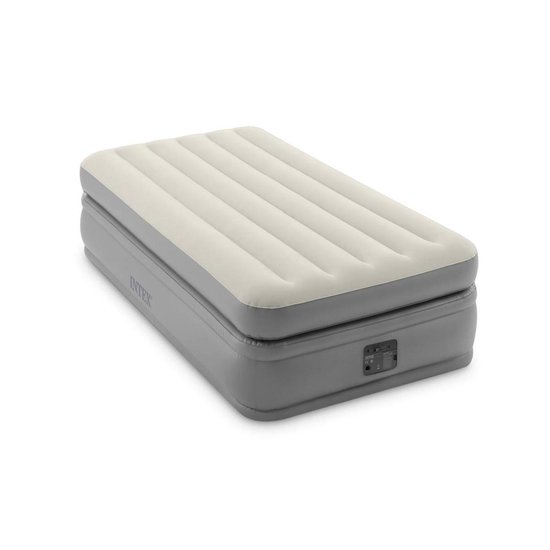 Intex luchtbed Prime Comfort - 1 persoons - 99 x 191 x 51 cm - grijs / beige - met ingebouwde pomp van Intex