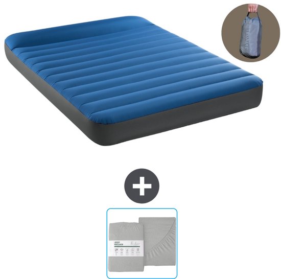 Intex Luchtbed - Twijfelaar - 137 x 191 x 22 cm - Blauw - Inclusief pomp en Hoeslaken