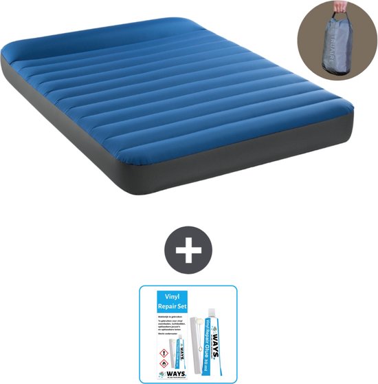 Intex Luchtbed - Twijfelaar - 137 x 191 x 22 cm - Blauw - Inclusief pomp - Reparatieset