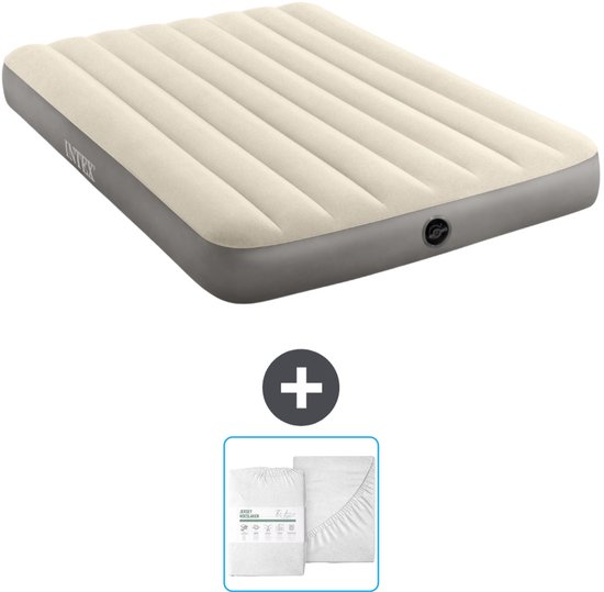 Intex Luchtbed - Twijfelaar - 137 x 191 x 25 cm - Beige - Inclusief en Hoeslaken van Intex