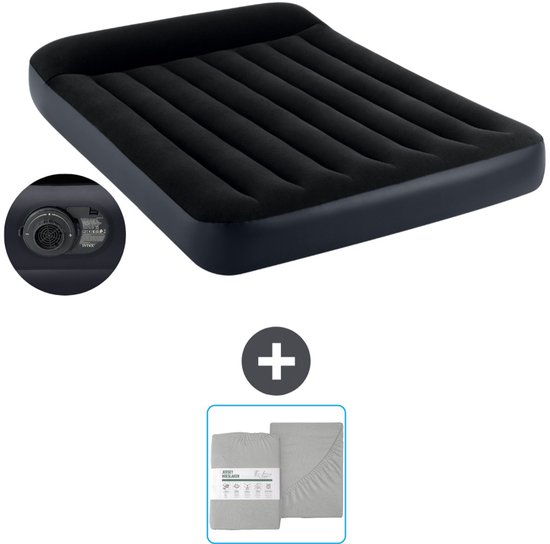 Intex Luchtbed - Twijfelaar - 137 x 191 x 25 cm - Blauw - Inclusief pomp en Hoeslaken van Intex
