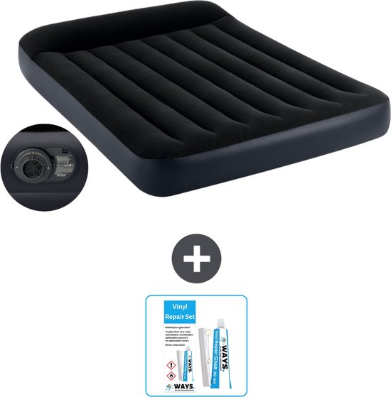 Intex Luchtbed - Twijfelaar - 137 x 191 x 25 cm - Blauw - Inclusief pomp - Reparatieset van Intex