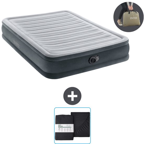 Intex Luchtbed - Twijfelaar - 137 x 191 x 33 cm - Grijs - Inclusief pomp en Hoeslaken van Intex