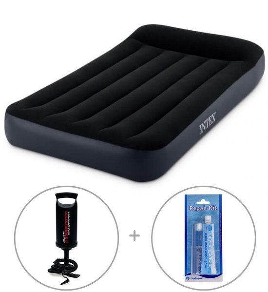 Intex Pillow Rest luchtbed | Eenpersoons | 191 x 99 x 25 cm | Inclusief handpomp + reparatiekit van Intex