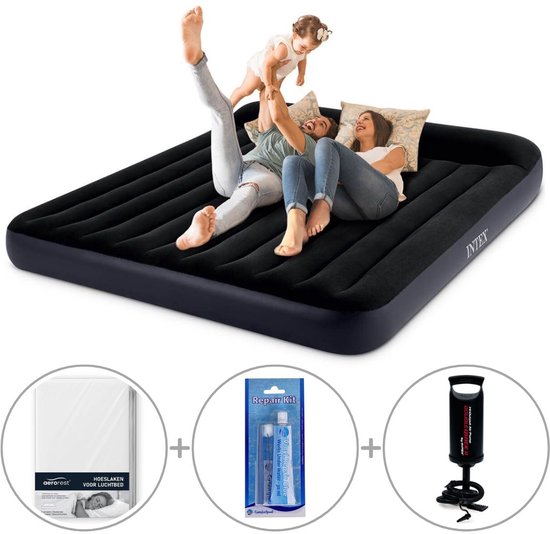 Intex Pillow Rest luchtbed kingsize | Tweepersoons | 203 x 183 x 25 cm | Inclusief handpomp + bijpassend hoeslaken + reparatiekit van Intex