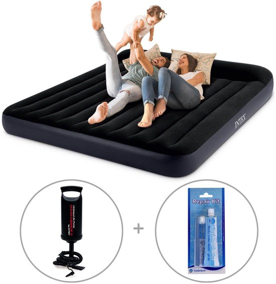 Intex Pillow Rest luchtbed kingsize - Tweepersoons - 203 x 183 x 25 cm - Inclusief handpomp + reparatiekit van Intex