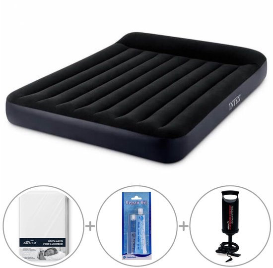 Intex Pillow Rest luchtbed | Tweepersoons | 152 x 203 x 25 cm | Inclusief handpomp + bijpassend hoeslaken + reparatiekit van Intex
