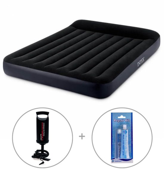 Intex Pillow Rest luchtbed | Twijfelaar | 191 x 137 x 25 cm | Inclusief handpomp + reparatiekit van Intex