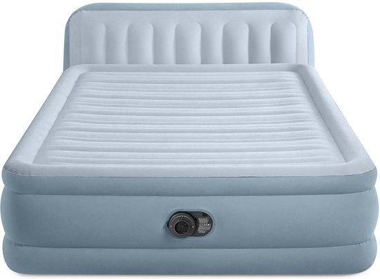 Intex Plush luchtbed met hoofdbord | Tweepersoons | 152 x 236 x 86 cm | Inclusief bijpassend hoeslaken + reparatiekit + twee hoofdkussens van Intex