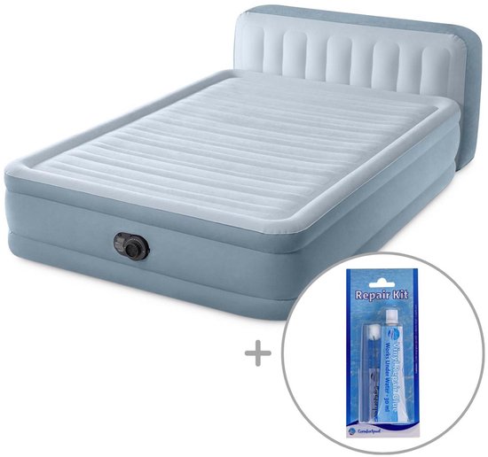 Intex Plush luchtbed met hoofdbord | Tweepersoons | 152 x 236 x 86 cm | Inclusief reparatiekit van Intex
