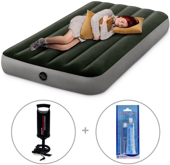 Intex Prestige Downy luchtbed | Eenpersoons | 191 x 99 x 25 cm | Inclusief handpomp + reparatiekit van Intex