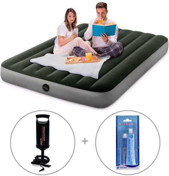 Intex Prestige Downy luchtbed | Twijfelaar | 191 x 137 x 25 cm | Inclusief handpomp + reparatiekit van Intex