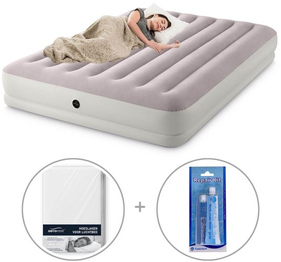 Intex Prestige Mid-Rise | Tweepersoons | 203 x 152 x 30 cm | Inclusief bijpassend hoeslaken + reparatiekit van Intex