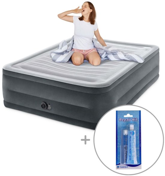 Intex Queen Comfort-Plush Luchtbed met ingebouwde pomp | Tweepersoons | Extra hoog | 203 x 152 x 56 cm | Inclusief reparatiekit van Intex