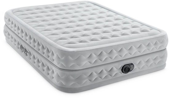 Intex Queen Supreme Air-Flow Luchtbed met ingebouwde pomp | Tweepersoons | 203 x 152 x 51 cm | Inclusief reparatiekit + hoeslaken + twee opblaasbare hoofdkussens van Intex